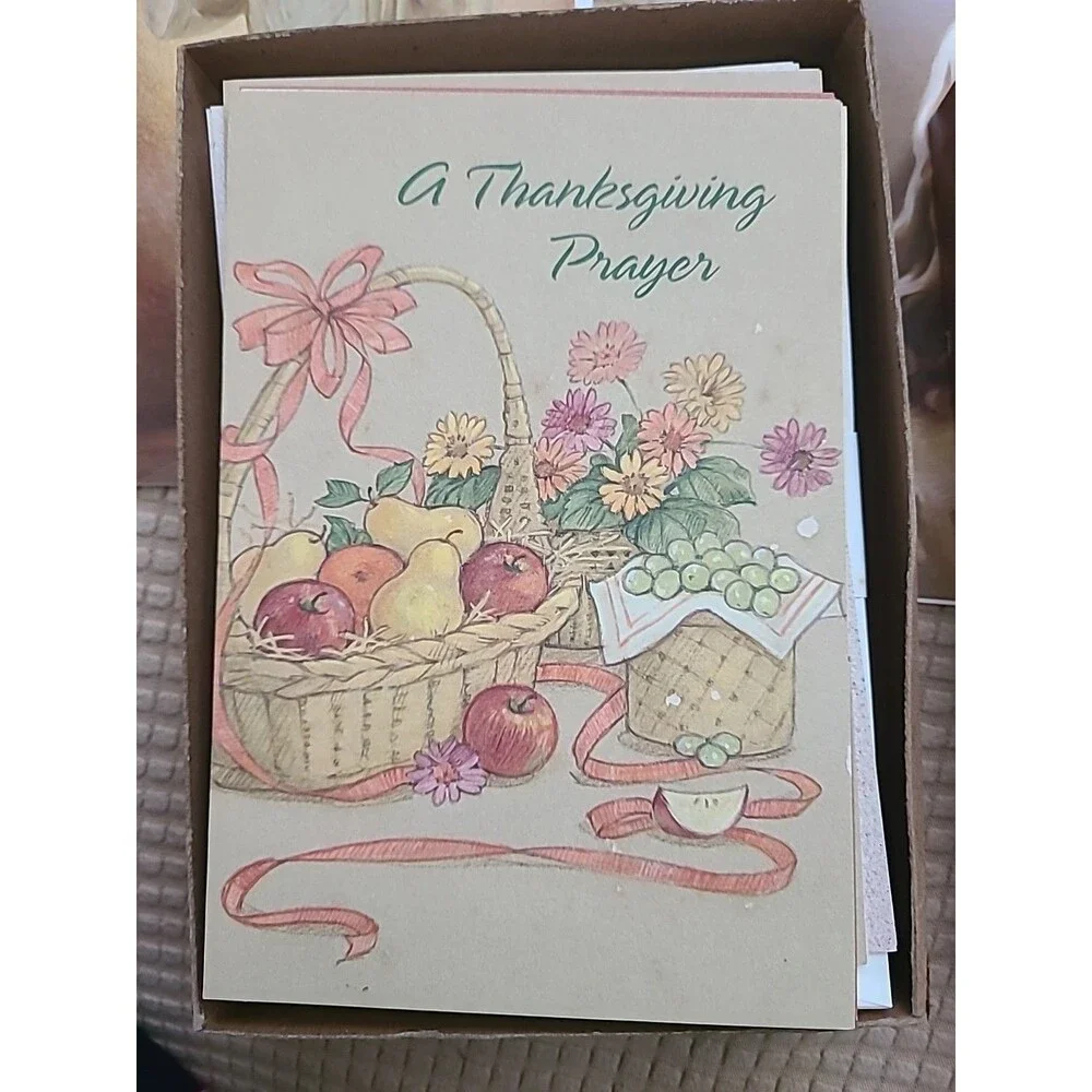 BOX 12 VTG Christian Inspirational THANKSGIVING Greeting Cards